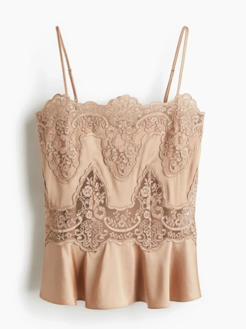 H&M Lace-Inset Satin Strappy Top - Picture 2 of 3